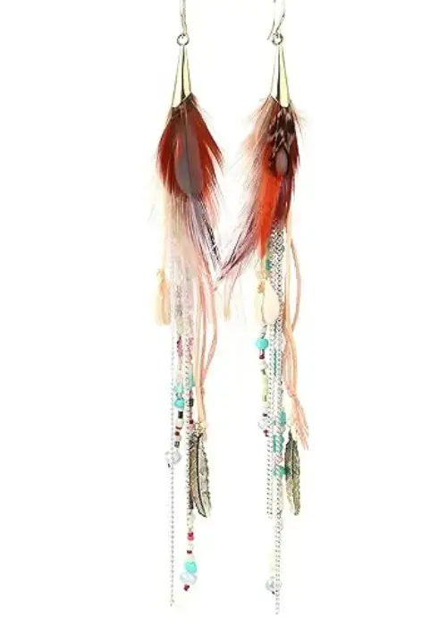 Buy Badu Women's Feather Tassel Earrings for Your Summer Soirees Online in USA - Amazon finds