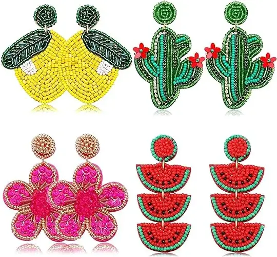 Buy YAHPERN's 4 Pairs Colorful Boho Beaded Earrings Set Online from Amazon USA