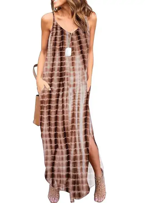 Buy HUSKARY Women's Sleeveless V-Neck Maxi Dress Online in USA from Amazon