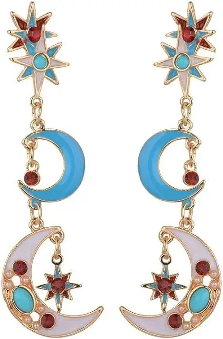 Buy QIAN0813's Vintage Moon, Star, and Sun Tassel Earrings Online from Amazon USA