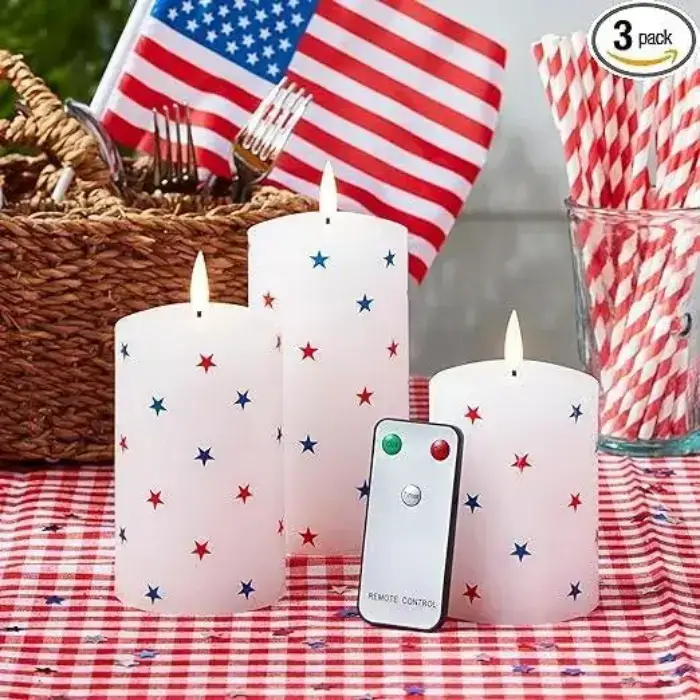 Buy Lights4fun TruGlow Patriotic Red, White & Blue Star Wax Flameless LED Candles Online on Amazon