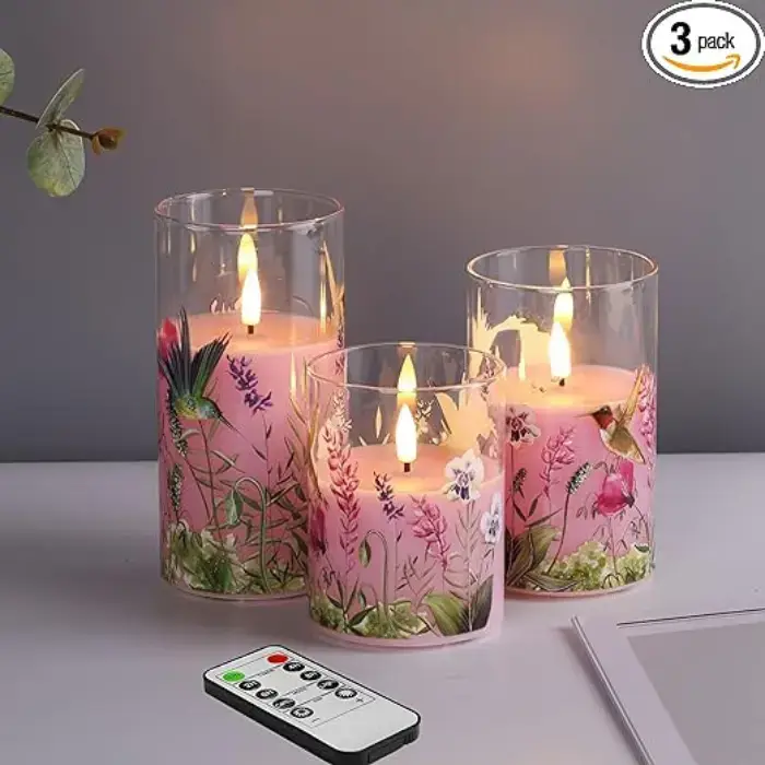 Buy Pink Hummingbird Glass LED Candles Online on Amazon USA