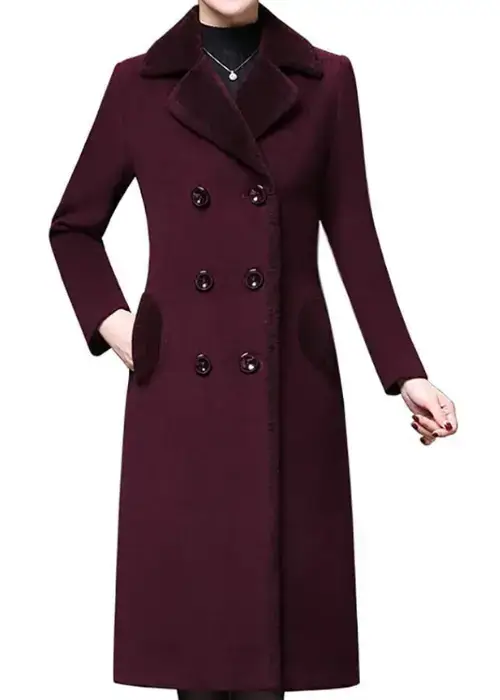 Buy Aprsfn Women's Double-Breasted Notched Lapel Wool Blend Pea Coat Online on Amazon USA