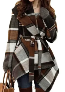 Buy CHICWISH Women's Check Print Wool Blend Coat Online on Amazon USA