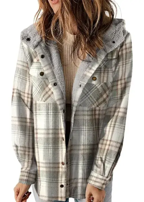 Buy Dokotoo Women's Plaid Hooded Shacket Online on Amazon USA