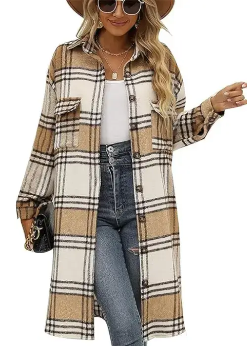 Buy Peaceglad Women's Plaid Long Shacket Online on Amazon USA