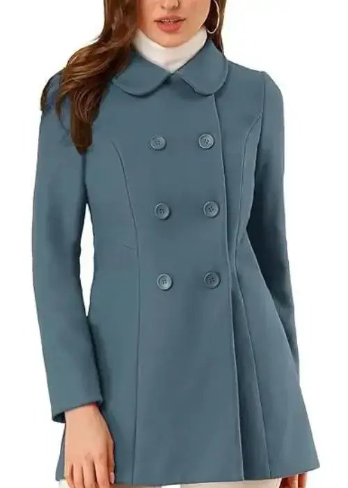 Buy Women's Peter Pan Collar Double-Breasted Winter Trench Coat Online on Amazon USA