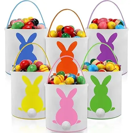 Buy 6 Pcs Canvas Easter Bunny Baskets for Kids Online in USA