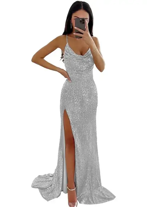 Buy LANGKAAO's Sparkly Sequin Mermaid Prom Dress Online on Amazon USA