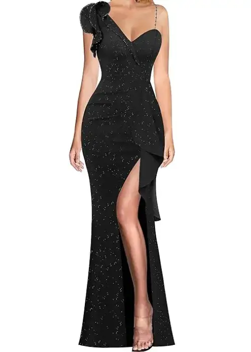 Buy Womens Ruched Ruffle One Shoulder Strap Prom Dress Online in USA - Amazon finds