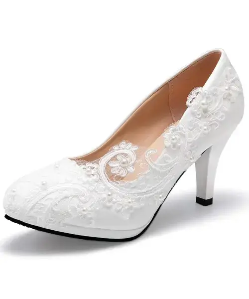 Buy Bridal Wedding Shoes Closed Toe Dress Pumps Online on Amazon in USA