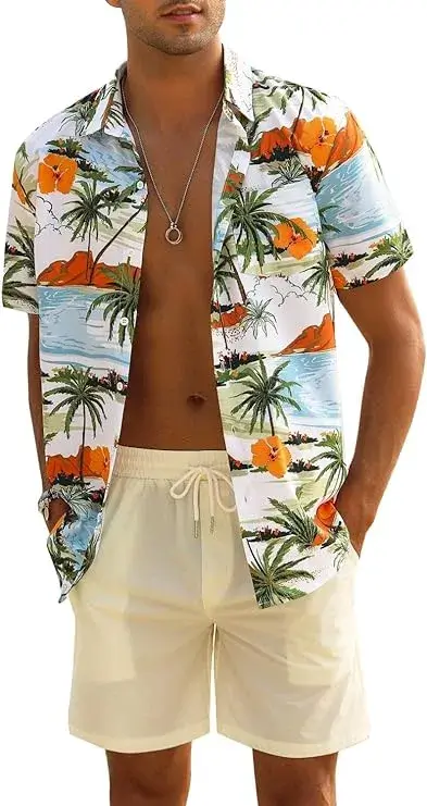 Buy EISHOPEER Men's Flower Shirt Hawaiian Set Online in USA - Amazon finds