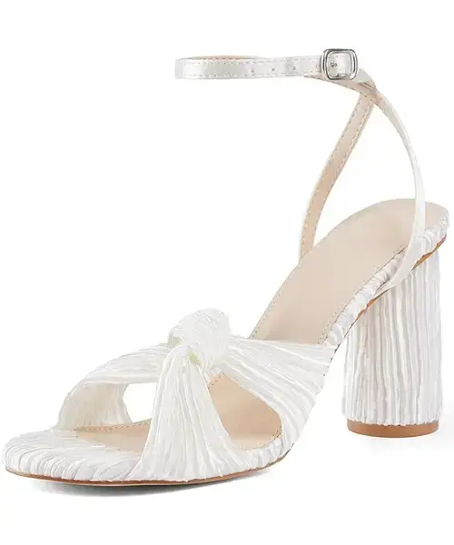 Buy Jauoop's Pleated Bow Knot Heeled Sandals for Bride Online on Amazon in USA