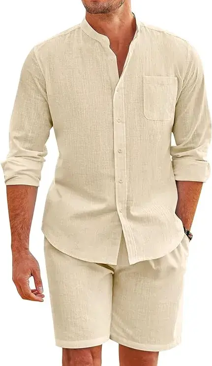 Buy COOFANDY's Men's Linen Set in Light Khaki Online in USA - Amazon finds