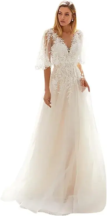 Women's Beach Spaghetti Strap Wedding Dresses for Bride 2024 Online in USA