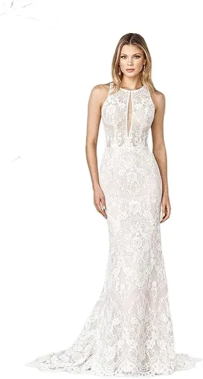 YMSHA Women's Beach Spaghetti Strap Wedding Dresses for Bride 2024 Online in USA