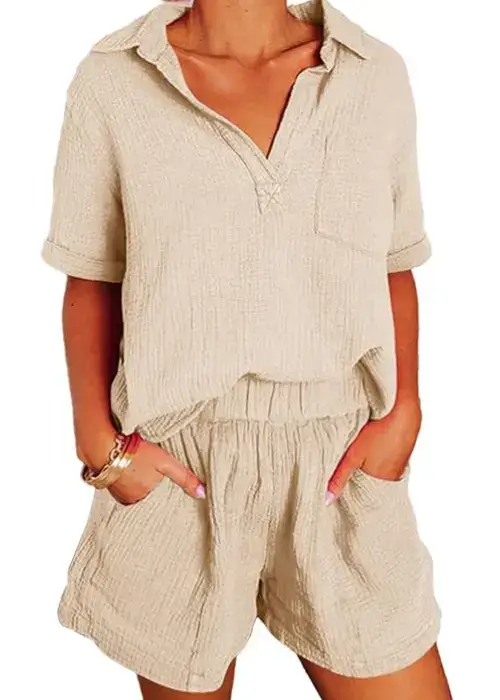Buy Chic Comfort Dokotoo's V Neck Two Piece Lounge Set Online on Amazon USA