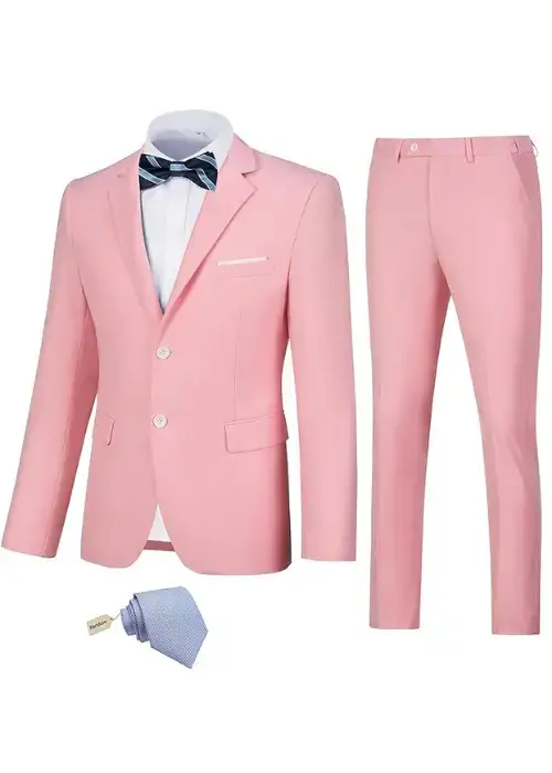 Buy JPF Men's 3-Piece Slim Fit Pink Suit Set Online from Amazon USA