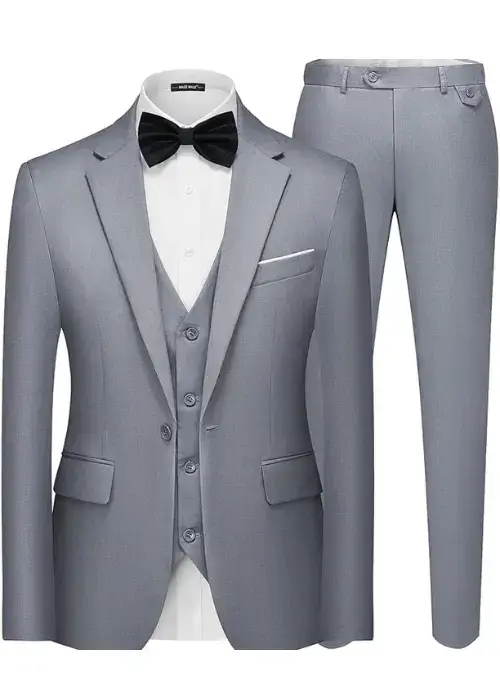 Buy MAGE MALE Men's Light Grey 3-Piece Slim Fit Suit Set Online from Amazon USA