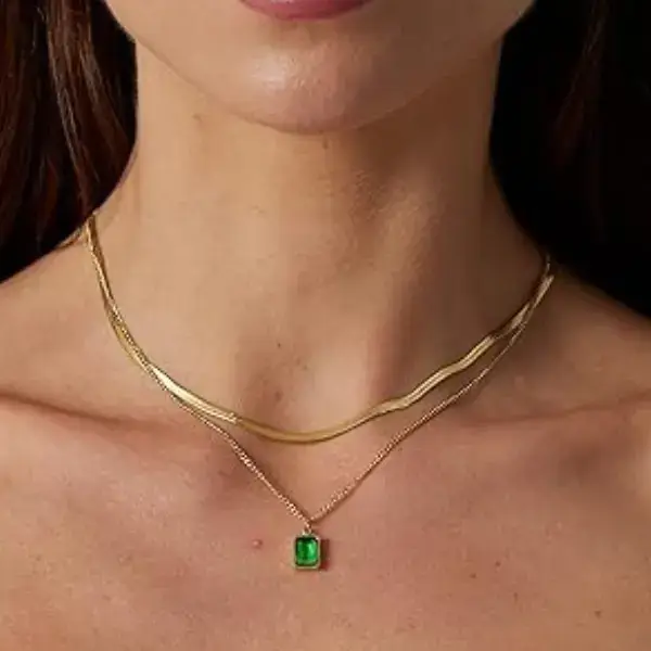 Buy Tasiso 14K Gold Filled Herringbone Choker Necklace Set Online on Amazon USA