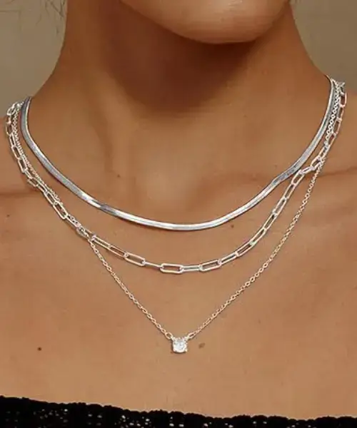 MBW Silver Layered Set Necklaces for Women Online on Amazon in USA