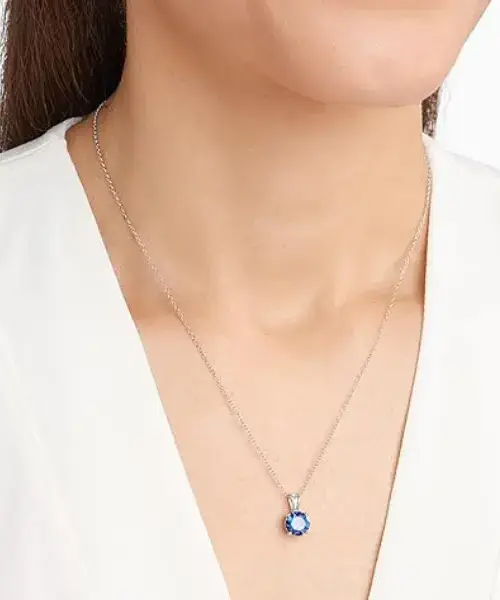Sterling Silver Round Cut Birthstone Pendant Necklace Online on Amazon in USA