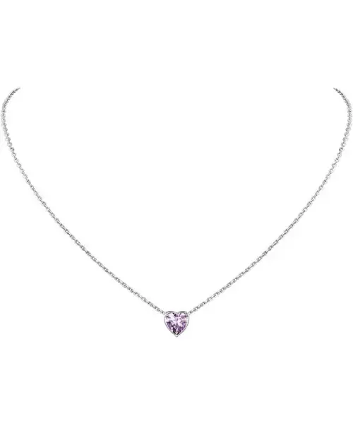 Suplight Dainty 925 Sterling Silver Birthstone Heart Crystal Necklace Online on Amazon in USA