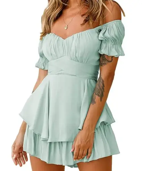 Tie Back Ruffle Hem Chiffon Short Jumpsuit Online in USA