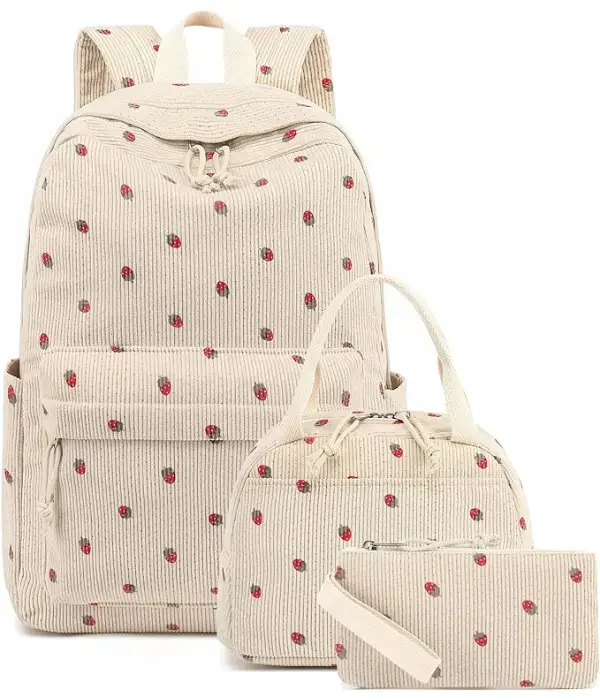 Bluboon Stylish Strawberry School Backpack for Teen Girls