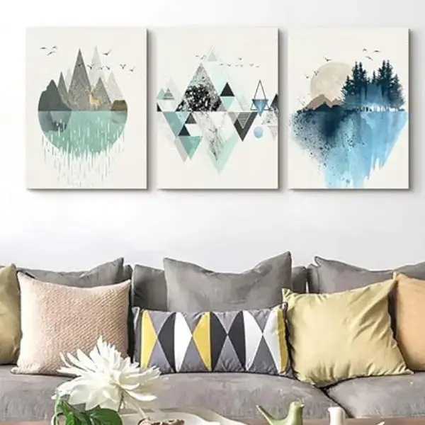 Vibrant Abstract Geometry Mountain Wall Art Online in USA on Amazon