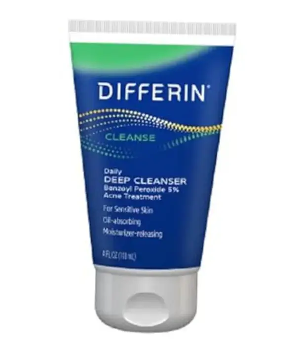 Deep Cleanse, Gentle Care Differin Acne Face Wash with 5% Benzoyl Peroxide