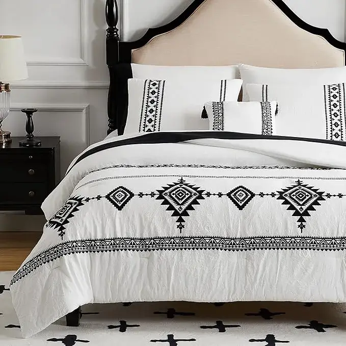 MAIREVE's Boho Chic White King Bedding Set