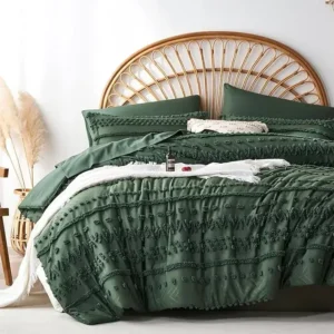 Luxurious Dark Green 7-Piece King Comforter Set on Amazon USA