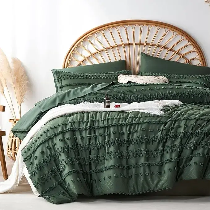 Luxurious Dark Green 7-Piece King Comforter Set on Amazon USA